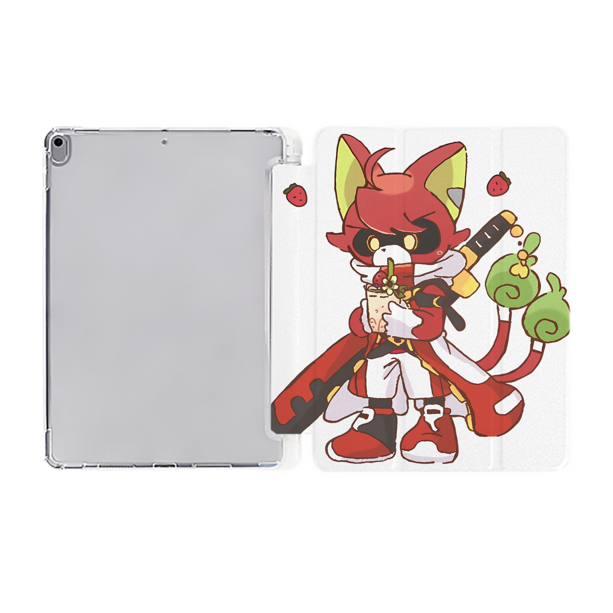 （画像用） 妖怪ウォッチ Yo-kai Watch IPad ケース ペン収納付き 三つ折りスタンド PUレザー×シリコン 対応機種9.5/10.5/10.9インチ